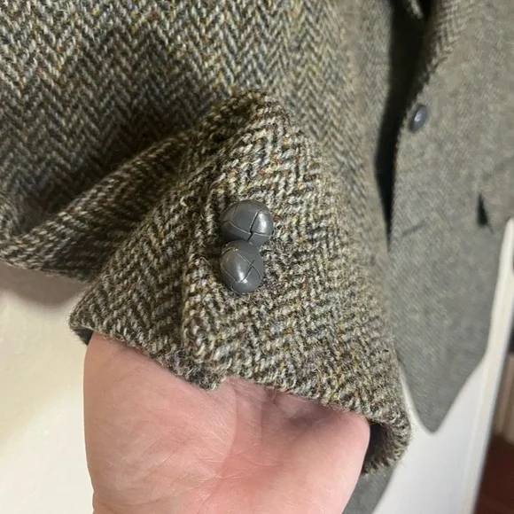 Harris Tweed Vintage Herringbone Wool Blazer Hector Russell Kiltmaker Gray - Picture 4 of 12